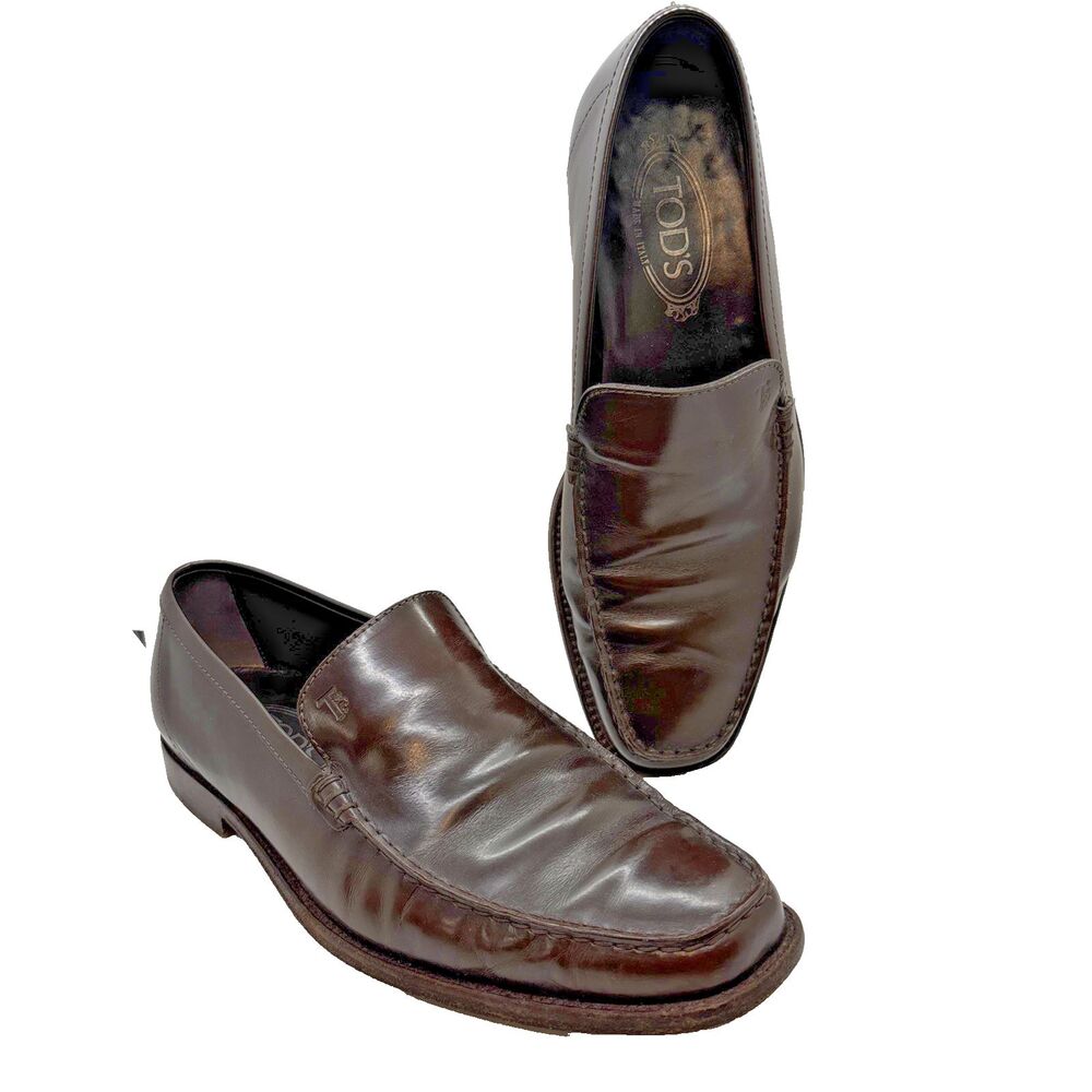 TOD'S BLACK MADE IN ITALY GENUINE LEATHER SLIP ON LOAFERS SHOES  UK 7.5/US 8.5